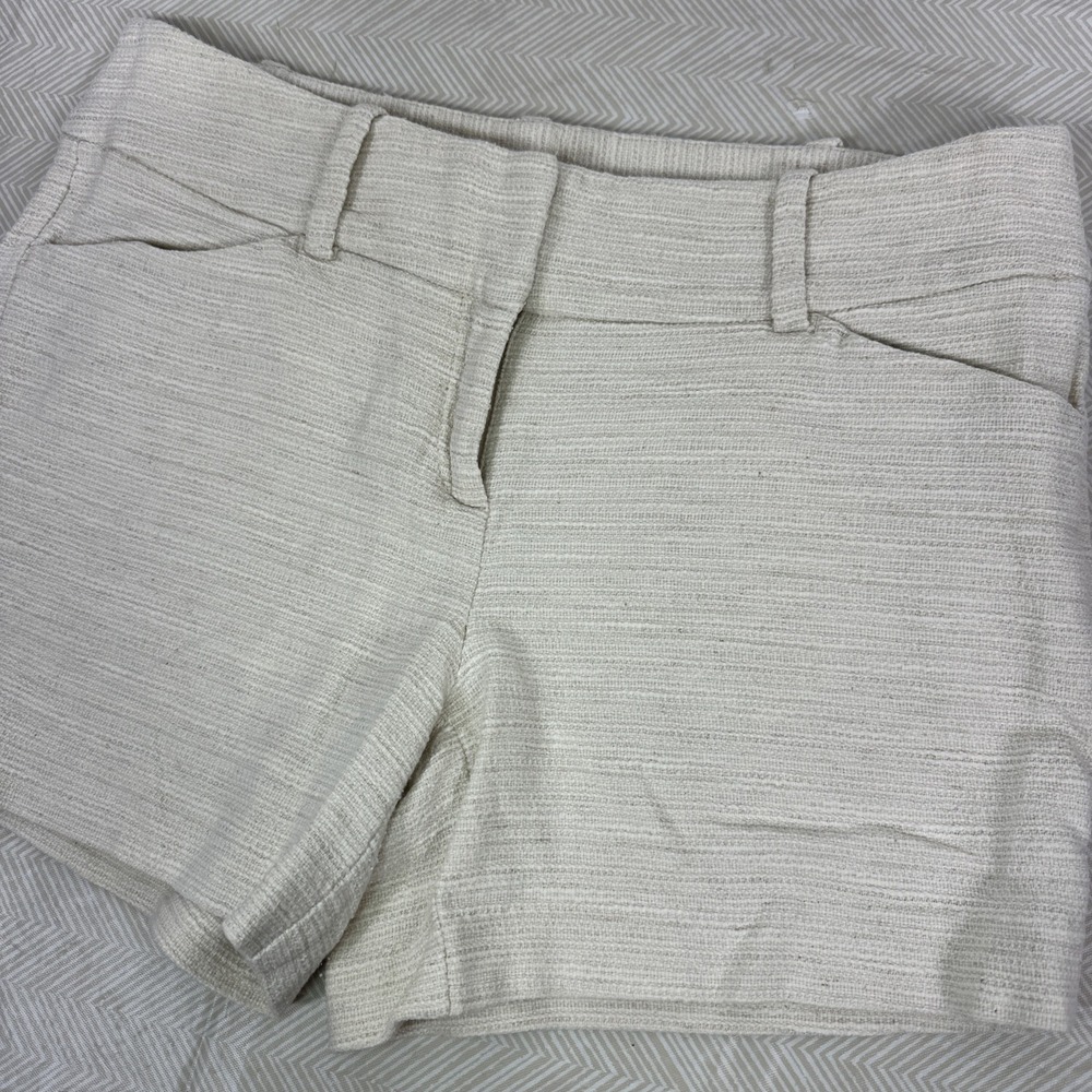 Ann Taylor Womens 4 White Linen Blend Shorts‎ Signature Modern Fit Career City